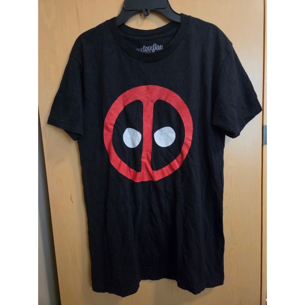 WeLoveFine Marvel Deadpool Logo Graphic T-Shirt Mens Black Short Sleeve Tee